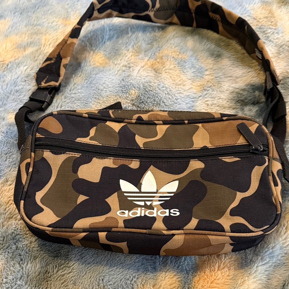 adidas Brown Camo Waist Bag with Trefoil Logo